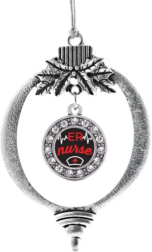 Miniatura 122 de Inspired Silver - Twin One - Adorno festivo de Navidad de plata - Adorno festivo de árbol de Navidad con dije de círculo y circonita cúbica