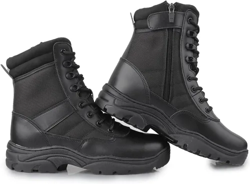 Miniatura 7 de Botas tácticas militares de combate para hombre, con cremallera lateral, botas de trabajo para el ejército y la policía, antideslizantes para tareas