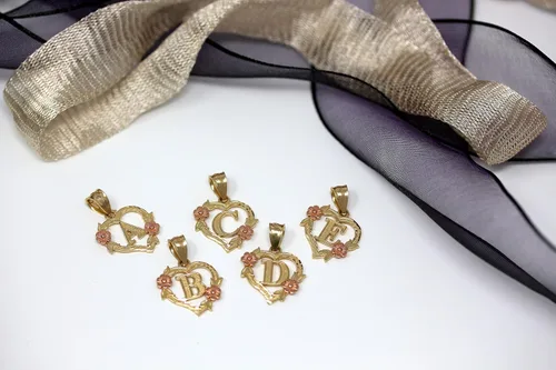 Miniatura 4 de Colgante de corazón de dos tonos de 10 quilates para mujer en oro amarillo y rosa