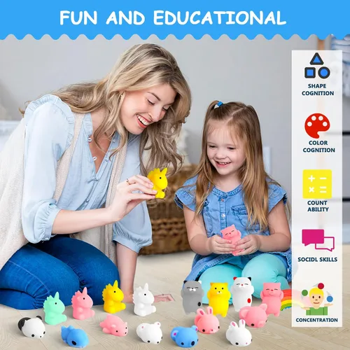 Miniatura 6 de POKONBOY - 30 piezas de juguetes blandos Mochi, animales mini para apretar, lindos juguetes para aliviar el estrés, relleno para cesta de Pascua