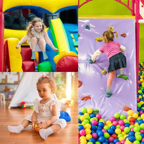 Miniatura 3 de Calcetines antideslizantes para niños, calcetines de corte medio para niños pequeños y niñas (0-7 años), 12 pares de calcetines antideslizantes