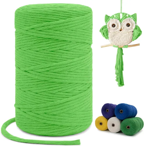 Miniatura 54 de Cuerda de macramé de una sola hebra de 0.197 in x 110 yardas, cuerda de macramé de algodón natural de 0.197 in, cuerda de algodón grueso para colgar