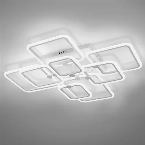 Miniatura 12 de Modernas luces LED de techo para dormitorio, 40.2 pulgadas, regulables, cuadradas, 6+1 anillos, luces de techo para sala de estar con control remoto