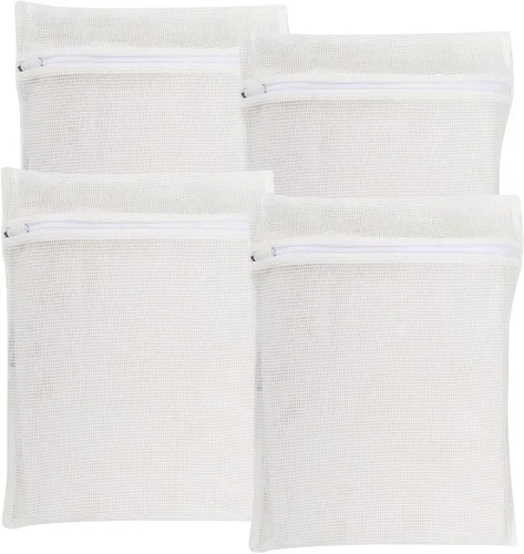 Miniatura 7 de Bolsas de lavandería de malla de algodón orgánico grandes y duraderas de 4 piezas con cremalleras resistentes y malla transpirable son delicadas Azul