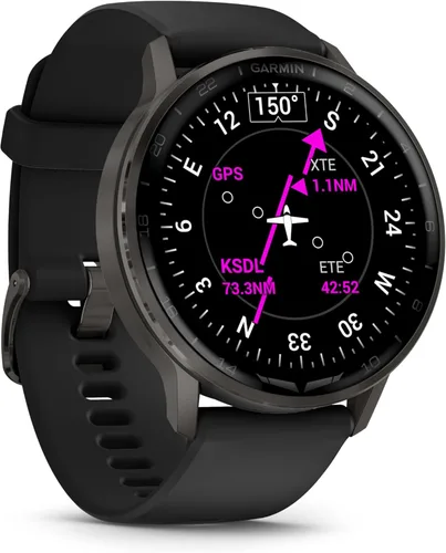 Miniatura 3 de Garmin D2™ Air X15, reloj inteligente de aviador versátil con GPS, linterna LED, características de salud y fitness, clima de aviación, Pizarra