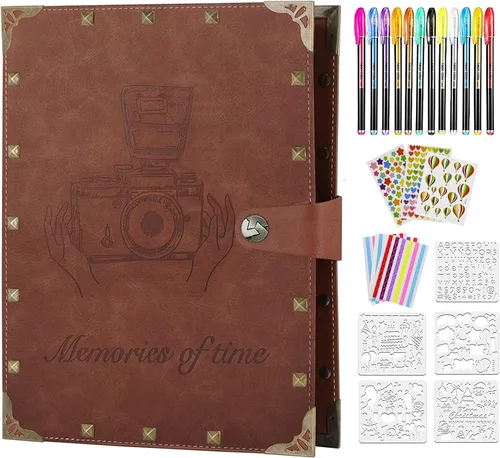 Miniatura 14 de Álbum de recortes de cuero ZEEYUAN, regalo del Día de la Madre, álbum de recortes morado, regalo para abuela, libro de fotos para parejas, libro