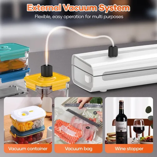 Miniatura 7 de Máquina selladora al vacío con bolsas selladoras al vacío, Máquina selladora de alimentos completamente automática compacta seca/húmeda, Máquina