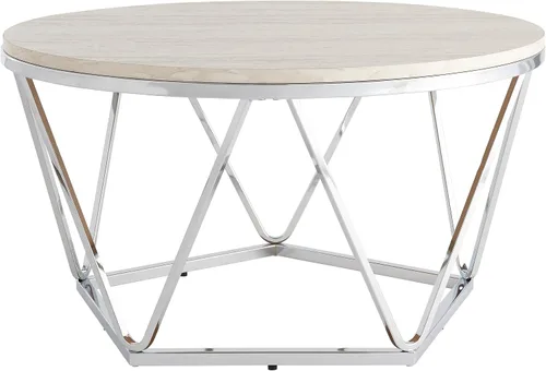 Miniatura 3 de SEI Furniture Mesa de cóctel Luna, Plata, travertino de imitación