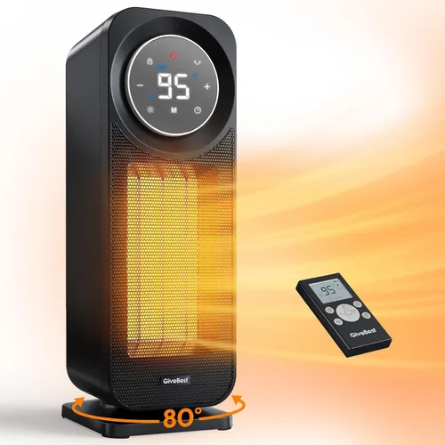 Givebest Calentadores de espacio con panel táctil para uso en interiores, calentador eléctrico de calentamiento rápido de 1500 W con control remoto,