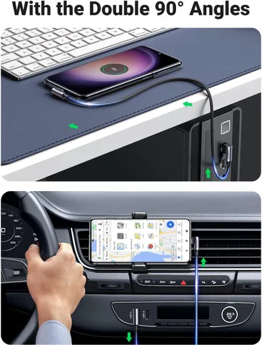 Miniatura 4 de UGREEN Cable USB a USB C de 90 grados, cable de carga rápida USB C compatible con iPhone 16/16 Plus/16 Pro/16 Pro Max/15/Samsung Galaxy