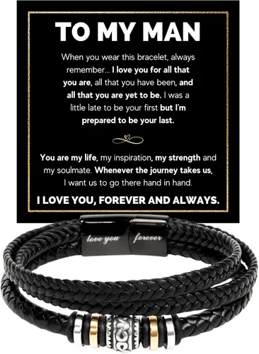 Miniatura 8 de FG Family Gift Mall Pulsera "Para Mi Hombre Te Amo", Regalos para Él, Esposo, Novio, Regalos Sentimentales de Esposa, Novia, Pulsera Para Mi Hombre