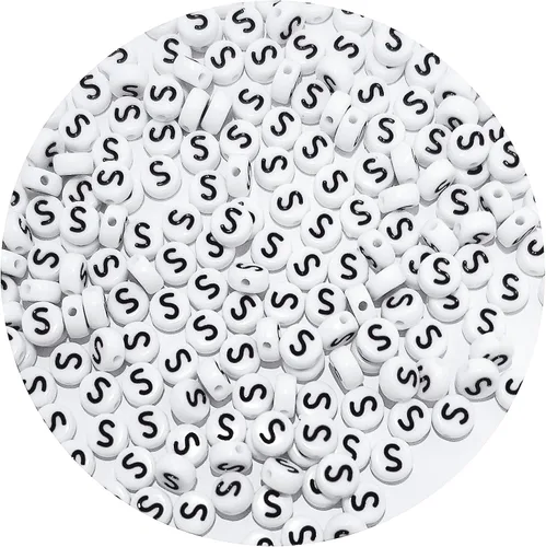 Miniatura 53 de Cuentas cuadradas de letras acrílicas de 0.236 x 0.236 pulgadas, cuentas A del alfabeto para pulseras, joyería, llavero DIY, 100