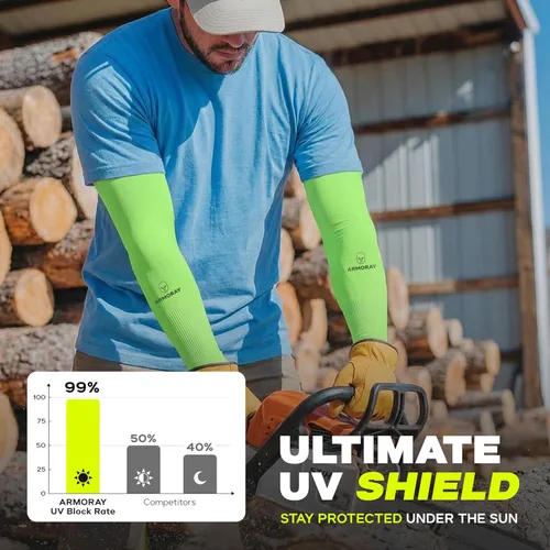 Miniatura 9 de ARMORAY Mangas de brazo para hombres y mujeres, UPF 50, manga de compresión deportiva de enfriamiento para baloncesto, golf, correr, cobertura