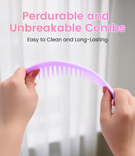 Miniatura 5 de Juego de 6 peines profesionales para el cabello para mujeres y hombres, cola de rata, peines de dientes anchos y finos para cabello rizado