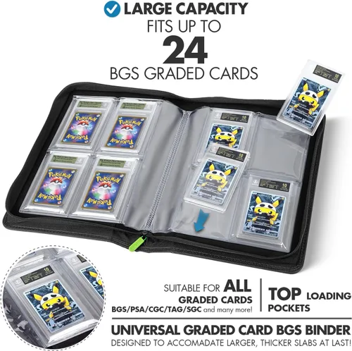Miniatura 2 de FunGuys Carpeta para Tarjetas Graduadas – Carpeta de 4 Bolsillos para Slabs para PSA, BGS, SGC y Todas las Tarjetas Graduadas, Álbum