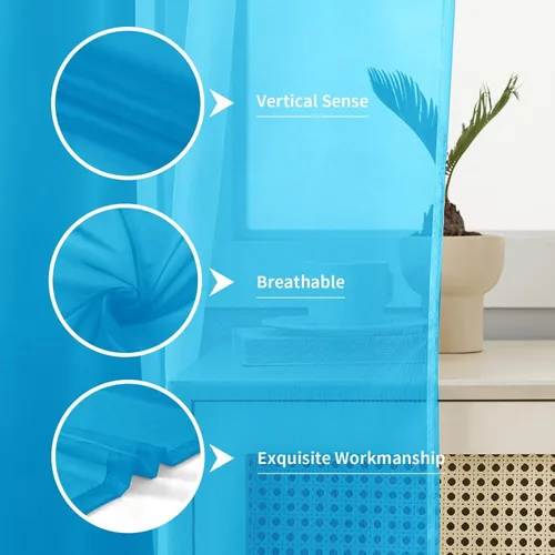 Miniatura 5 de Cortinas semitransparentes de 30 pulgadas de largo, 2 paneles con bolsillo para barra, tratamiento de ventana para sala de estar, dormitorio, Azul