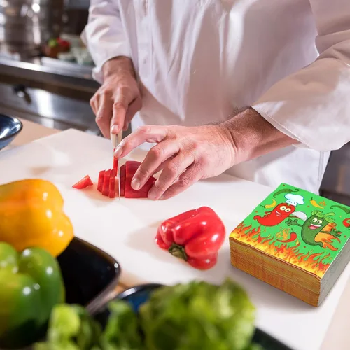 Miniatura 6 de Qilery 100 servilletas de papel desechables con chile para cocinar, decoración de fiesta mexicana de Cinco de Mayo, 6.5 pulgadas (cota)