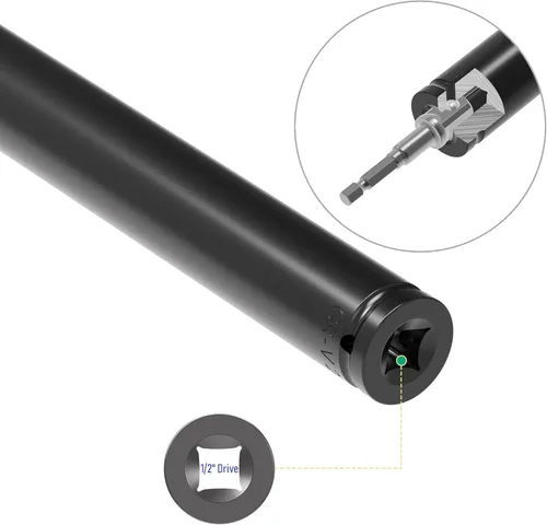 Miniatura 4 de Juego de Accesorios para Llave de Impacto de 1/2 Pulgada, 19mm (3/4 Pulgada) de Profundidad, 6 Puntos, 6 Pulgadas de Largo y Adaptador de Eje