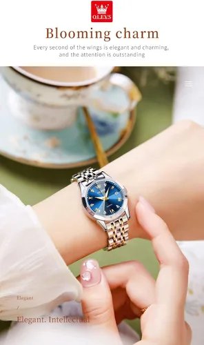 Miniatura 7 de OLEVS Womens Watch Fashion Dress Diamond Female Watches for Ladies Analog Quartz Stainless Steel Waterproof Luminous Day Date Two Tone Wristwatch