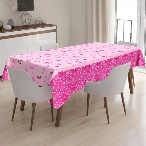 Miniatura 7 de Mantel de plástico de vaquera occidental, mantel rectangular de fieltro rosa, mantel rectangular desechable impermeable para suministros de fiesta