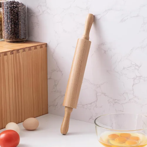 Miniatura 4 de AISOSO Esterillas de rodar para hornear, rodillo de madera de 15.75 pulgadas con asas, rodillo de masa clásico antiadherente para fondant, pizza