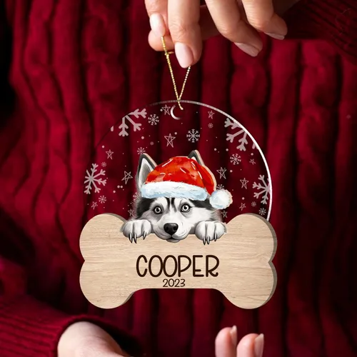 Miniatura 25 de Nazenti American Pit Bull Terrier Adorno de Navidad, adorno de perro fotográfico, adorno de perro personalizado, adornos de fotos de madera