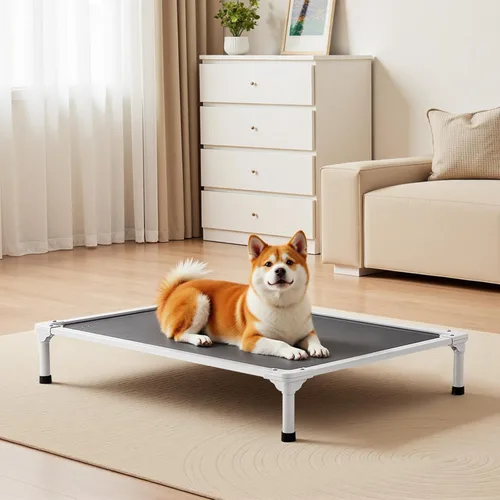 Miniatura 8 de VEVOR Cama elevada a prueba de mordidas para perros, cama portátil elevada con marco de tubo metálico de aluminio y malla transpirable de Textilene