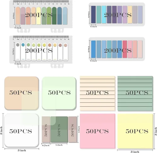 Miniatura 2 de BAYTORY 1300 hojas de notas adhesivas transparentes pastel, transparente, impermeable, 3 x 3 pulgadas, bloc de notas transparente, pestañas