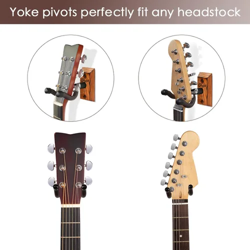 Miniatura 5 de SNIGJAT Percha para guitarra, paquete de 2 soportes de pared para guitarra acústica, bajo, banjo, mandolina, accesorios para instrumentos musicales