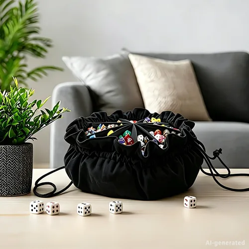 Miniatura 6 de SIQUK Bolsa de dados grande con bolsillos, bolsa de dados con cordón, bolsa de almacenamiento de gran capacidad para juegos de mesa RPG MTG (negro)