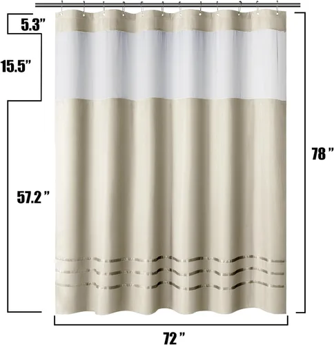 Miniatura 6 de Yimobra Juego de cortinas de ducha de tejido gofre con forro de tela a presión, tela pesada con 12 ganchos, impermeable y lavable, ventana superior