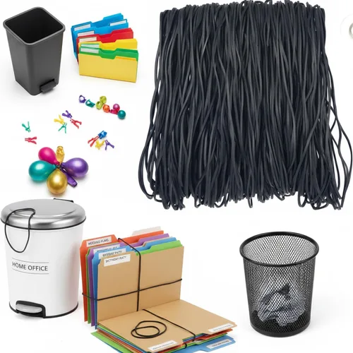 Miniatura 2 de Foshine Bandas de goma elásticas para botes de basura, tamaño grande, #117A, 200 unidades, bandas elásticas negras de 7 pulgadas para suministros