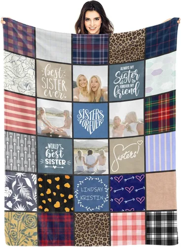 Miniatura 18 de Manta personalizada con fotos y texto para mamá, papá, bebé, familia, amigos, manta personalizada para cumpleaños, Navidad, para mujeres, hermana