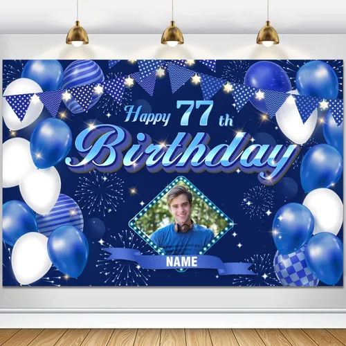 Miniatura 17 de Dicodes Fondo de decoración de feliz cumpleaños número 100 color azul marino personalizado, cartel con purpurina, pancarta, suministros