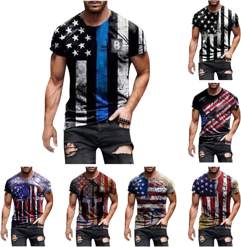 Miniatura 7 de Camiseta de manga corta para hombre con la bandera de Estados Unidos, camiseta patriótica de Street Soldier, camiseta con estampado patriótico