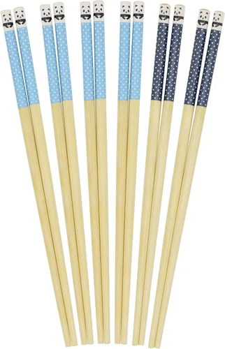 Miniatura 31 de BambooMN Palillos japoneses reutilizables de bambú premium, estampado floral, 9.5 pulgadas, color azul, 6 pares