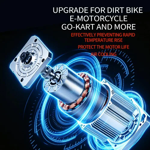 Miniatura 4 de Kunray 72V Brsushess Motor 6500W Electric Dirt Bike Motor Peak 9000RPM Peak 12KW for Tutio Kugo Electric Motorcycle Go Karts ATV Upgraded (72V 6500W)