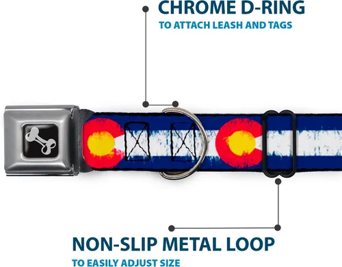 Miniatura 5 de Buckle-Down Collar de perro con diseño de Colorado Flags2 Repeat Weathered de 9-15 pulgadas, talla S