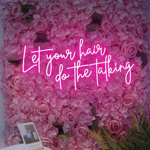 Miniatura 8 de Letrero de neón con luz LED de 20 pulgadas de Let Your Hair Do The Talking Beauty Salon Room de salón de belleza, decoración de pared hecha a mano