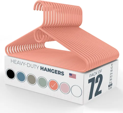 Miniatura 95 de Paquete de 6 perchas de ropa resistentes, fabricadas en los Estados Unidos, perchas de plástico de capacidad de 8 libras para ropa de adultos