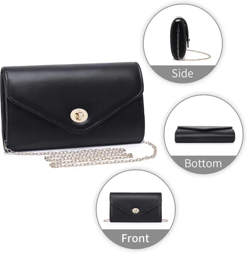 Miniatura 4 de Bolso de noche para mujer, de piel vegana, bolso de mano tipo sobre, bolso de mano clásico.