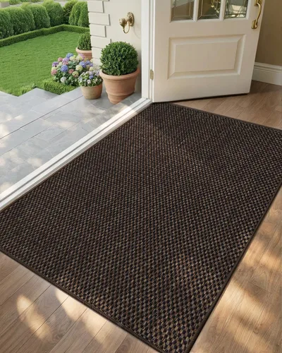 Miniatura 30 de Color&Geometry - Tapete para puerta delantera de 26 x 47 pulgadas, atrapador de suciedad con parte trasera de goma ultra antideslizante, perfil Caqui