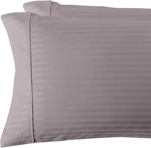 Miniatura 3 de sheetsnthings Juego de 2 fundas de almohada de 300 hilos, tamaño Queen, color negro a rayas