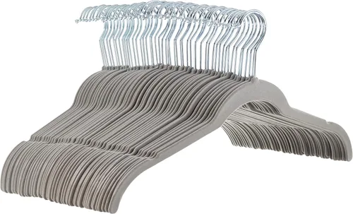 Miniatura 12 de Amazon Basics Perchas antideslizantes de terciopelo delgado que ahorran espacio para la organización del armario, gris/plata, paquete de 30