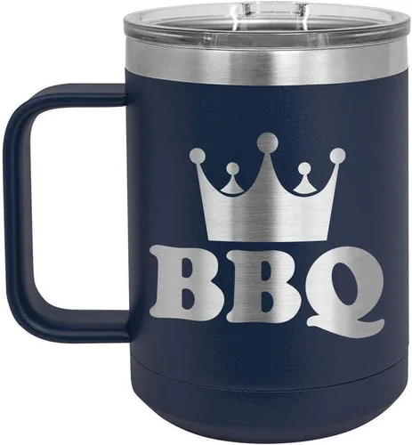 Miniatura 19 de Taza de café para barbacoa King de 15 onzas con tapa superior deslizante, taza de café de viaje aislado idea de regalo para los hombres que tienen