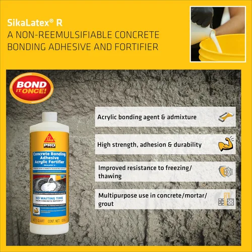 Miniatura 3 de SIKA SikaLatex R Adhesivo para Concreto - Aditivo Acrílico para Adherencia Mejorada en Mortero de Cemento Portland y Concreto - Resistente a