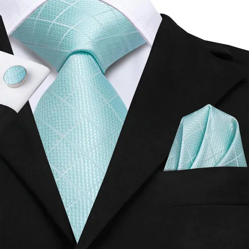 Miniatura 173 de Hi-Tie Corbatas de seda para hombre, diseño de cachemira a rayas, con bolsillo, gemelos cuadrados, conjunto formal de negocios