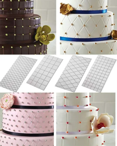Miniatura 6 de Juego de 10 tapetes de impresión de fondant, tapete de estampado de encaje para corteza de árbol/pared de ladrillo/flor/pared de piedra, diseño