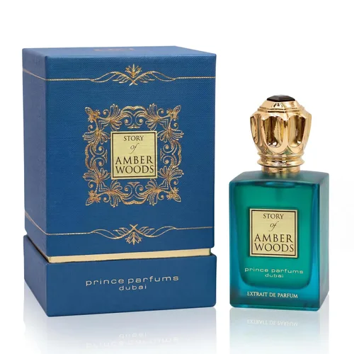 Prince Parfums Dubai - The Story of Amber Woods - 3.4 onzas - Exquisito Extrait de Parfum para hombre - Aroma rico y lujoso de ámbar, cedro, vetiver
