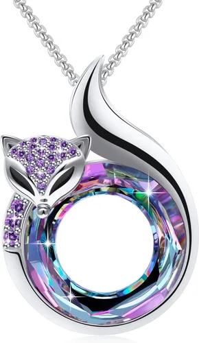 PLATO H Collar de zorro de cristal lindo collar de aniversario para la cabeza y la cola para mujeres adolescentes niñas mamá regalos del día de la